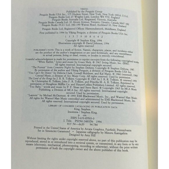 LOT Stephen King 1st Edition/1st Printing Insomnia + Hearts In Atlantis ‘94 ‘99 - Picture 8 of 12